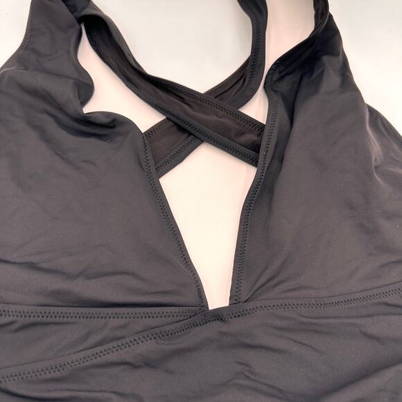 Skims Black Recycled Swim Cut Out Plunge Monokini Swimsuit Size 4X NWT - Picture 2 of 6